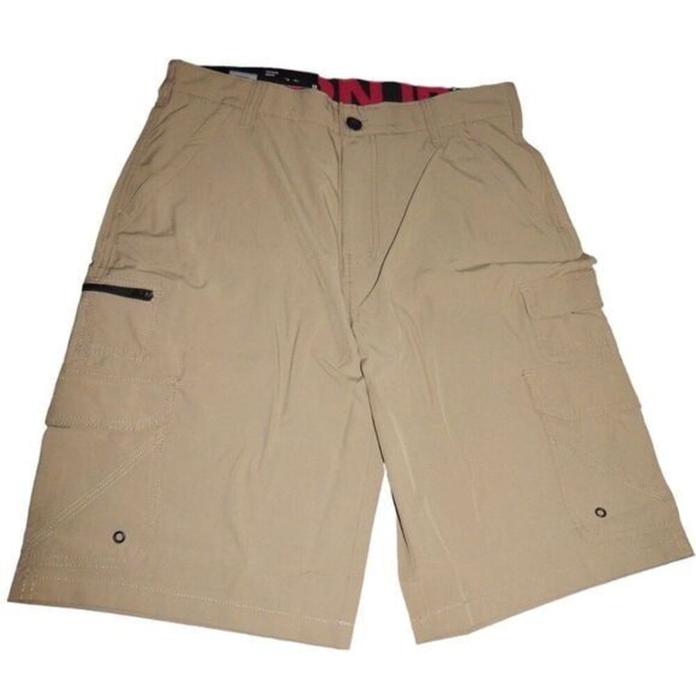 Iron Co. Stretch Hybrid Cargo Shorts Men’s 32 Khaki Flex Waist NWT